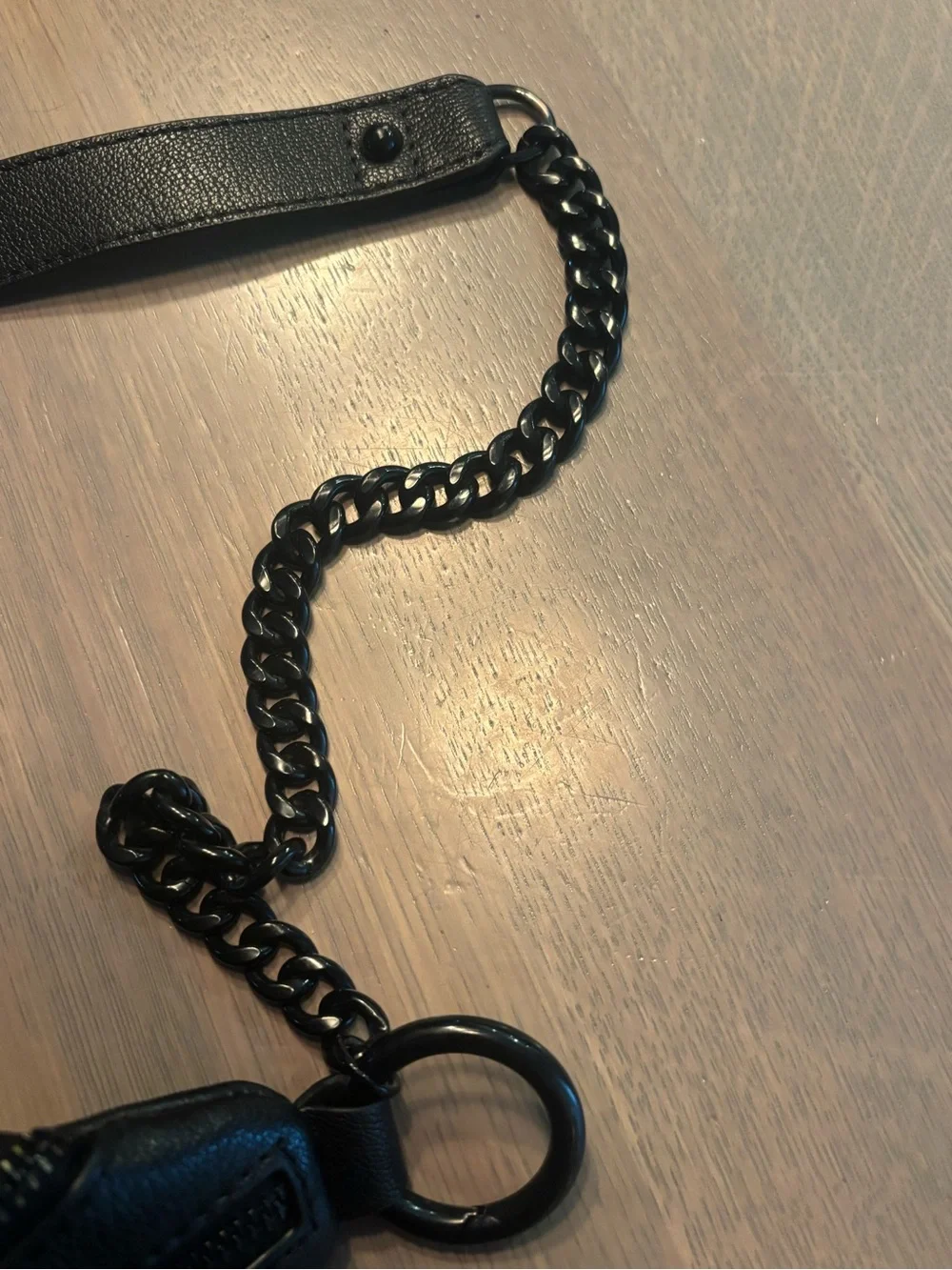 Rebecca Minkoff Black Leather Shoulder/Belt Bag with Chain Strap